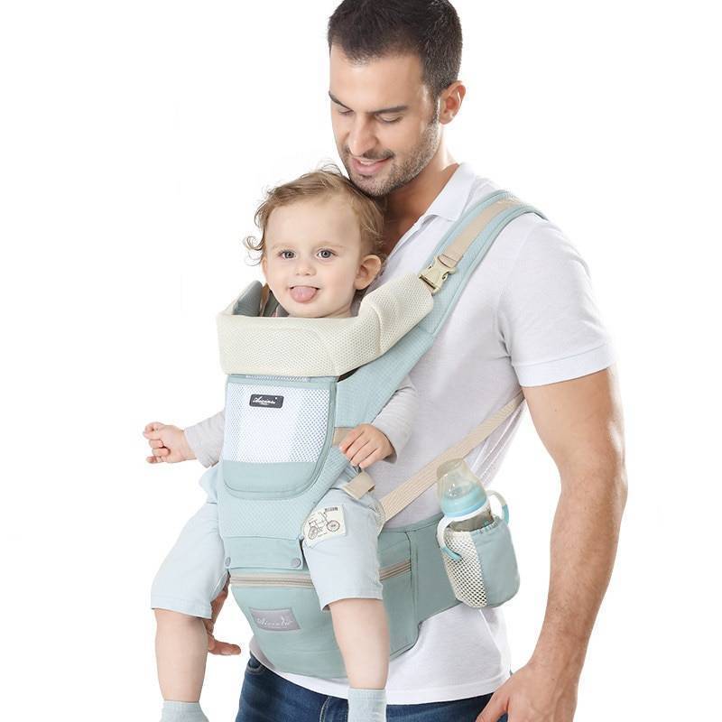 Kangaroo Baby Carrier With Hip Seat Activity & Gear Baby Carriers & Backpacks Style : Four Seasons Blue|Four Seasons Green|Pink, Four Seasons|Cotton Blue|Breathable Pink|Breathable Green|Breathable Red|Breathable Navy Blue