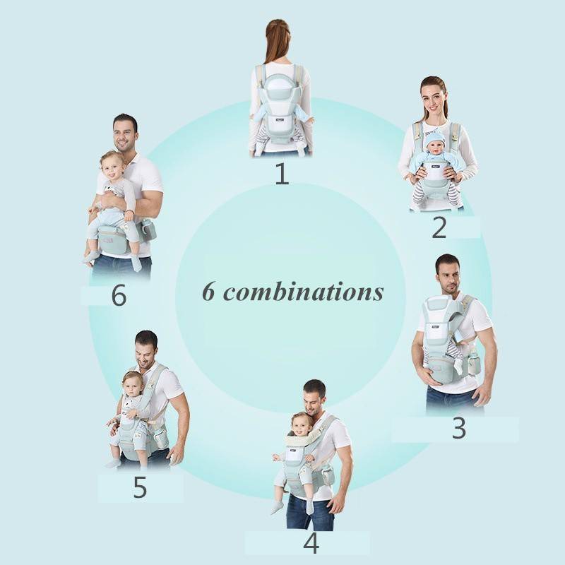 Kangaroo Baby Carrier With Hip Seat Activity & Gear Baby Carriers & Backpacks Style : Four Seasons Blue|Four Seasons Green|Pink, Four Seasons|Cotton Blue|Breathable Pink|Breathable Green|Breathable Red|Breathable Navy Blue