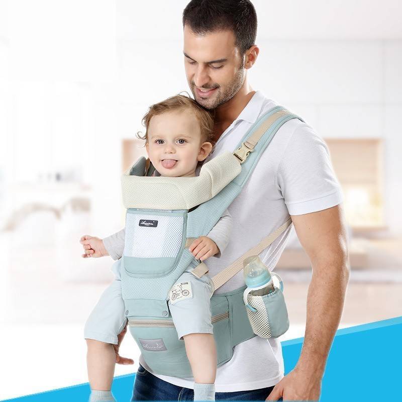 Kangaroo Baby Carrier With Hip Seat Activity & Gear Baby Carriers & Backpacks Style : Four Seasons Blue|Four Seasons Green|Pink, Four Seasons|Cotton Blue|Breathable Pink|Breathable Green|Breathable Red|Breathable Navy Blue