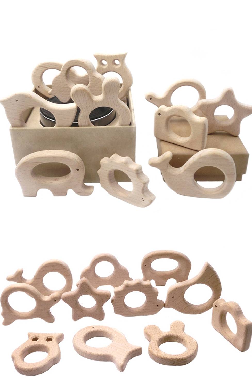 Animals Shaped Wooden Teethers Set