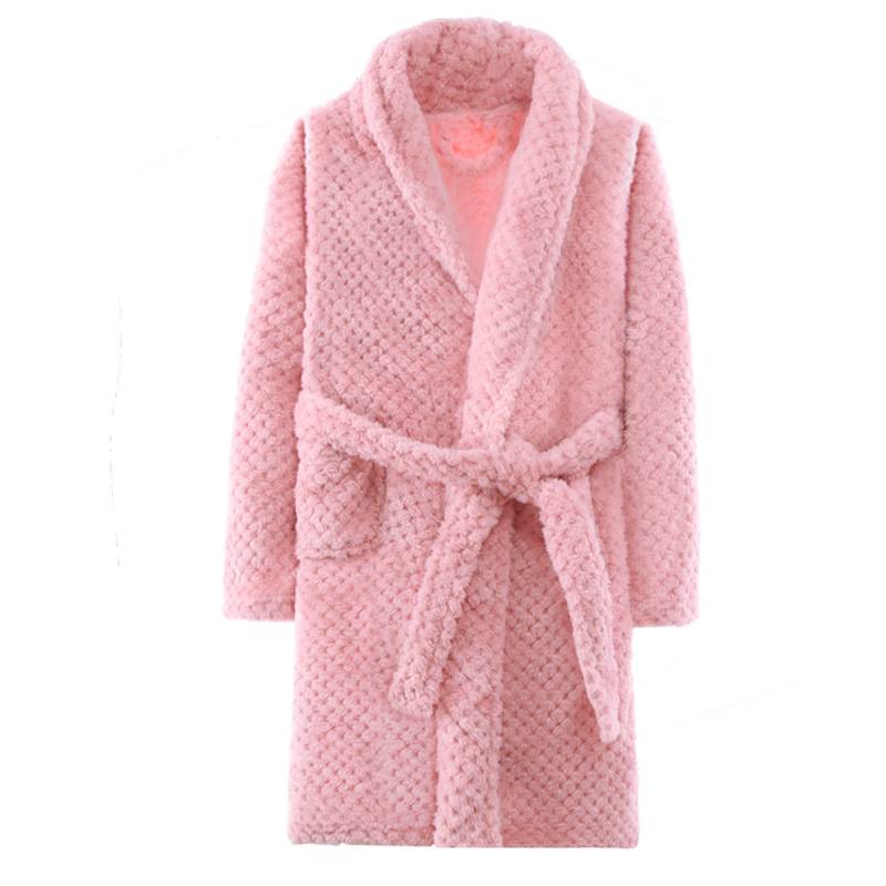 Winter Kid's Flannel Warm Bathrobe Baby Care Bath & Shower Products Color : Rose Pink|Blue|Pink|Dark Blue