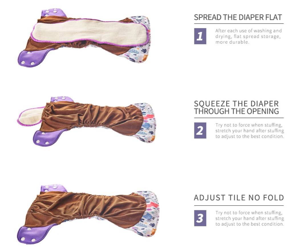 3 Layers Hemp and Cotton Diaper Insert 10 Pcs Set