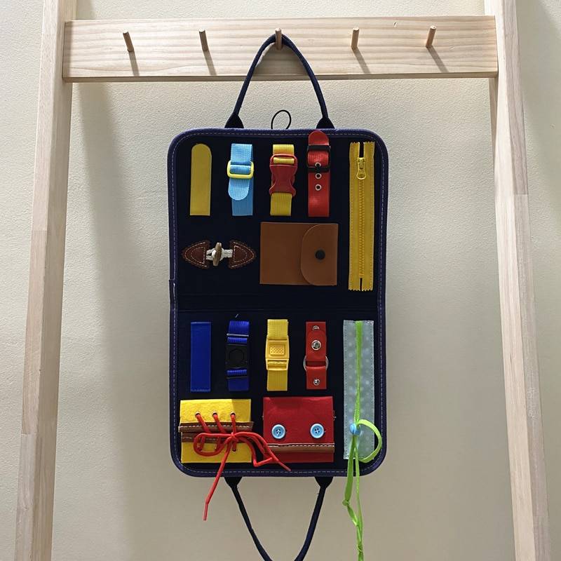 Montessori Busy Board Early Educational Toy for Kids Toys Color : Deep Blue