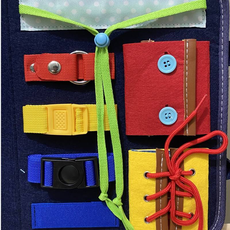 Montessori Busy Board Early Educational Toy for Kids Toys Color : Deep Blue