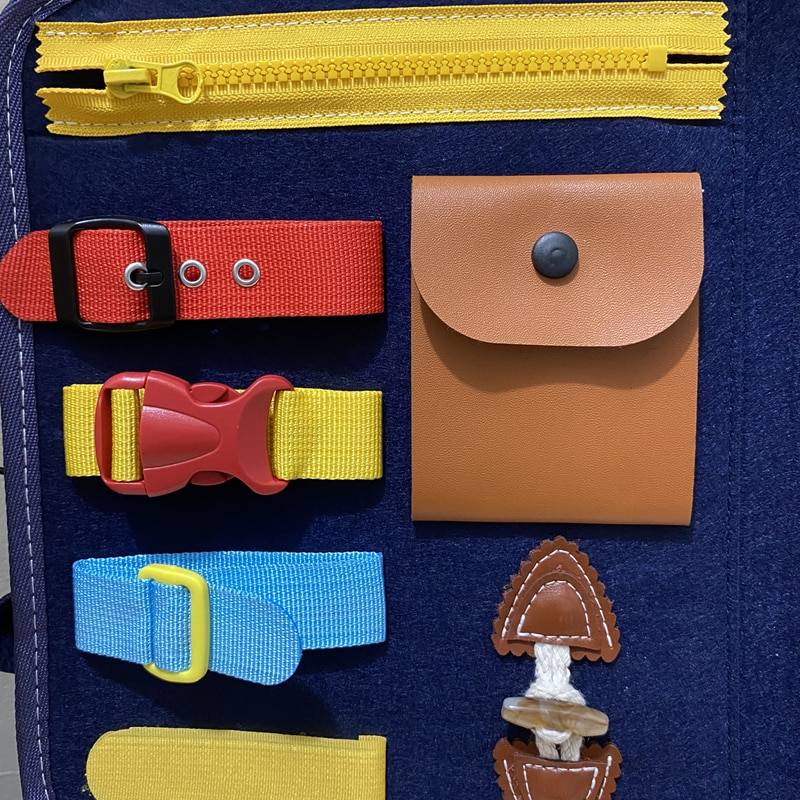 Montessori Busy Board Early Educational Toy for Kids Toys Color : Deep Blue