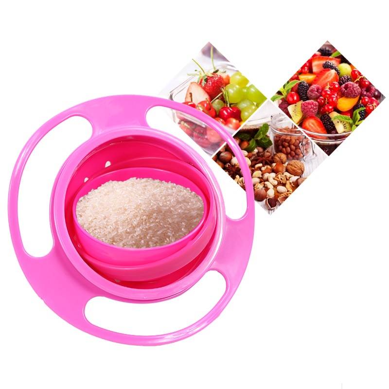 Baby’s 360-Degree Rotating Plastic Bowl Feeding Utensils Toys Color : Blue|Green|Rose Red