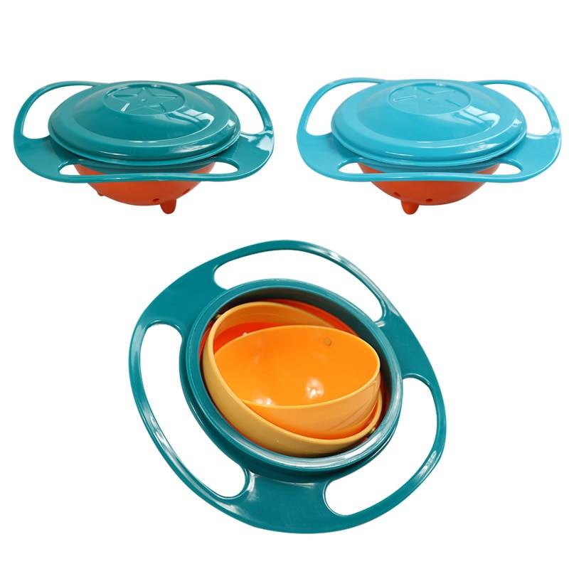 Baby’s 360-Degree Rotating Plastic Bowl Feeding Utensils Toys Color : Blue|Green|Rose Red