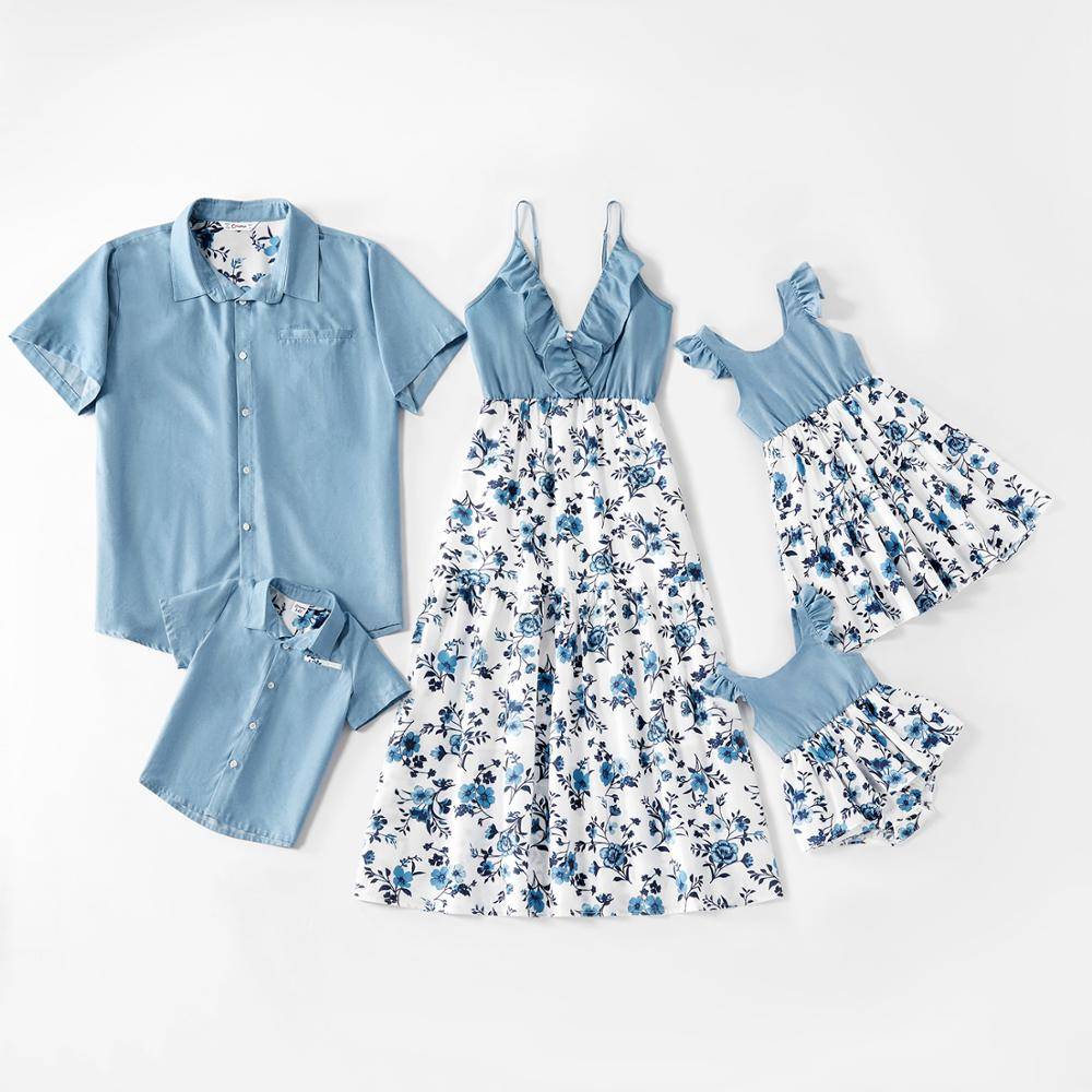 Blue Floral Matching Family Set