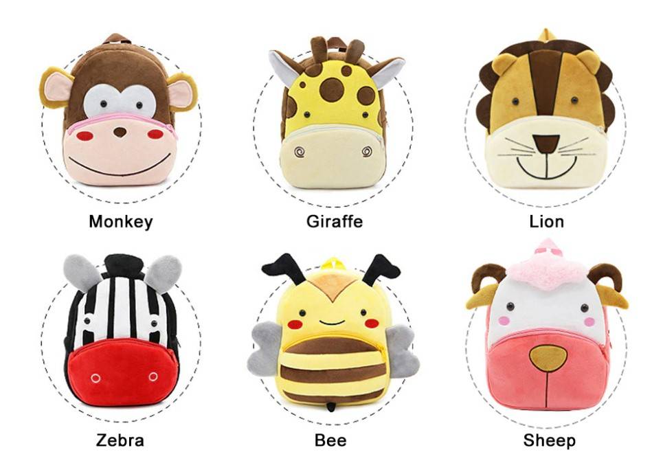 Kid's Cartoon Animals Plush Backpack