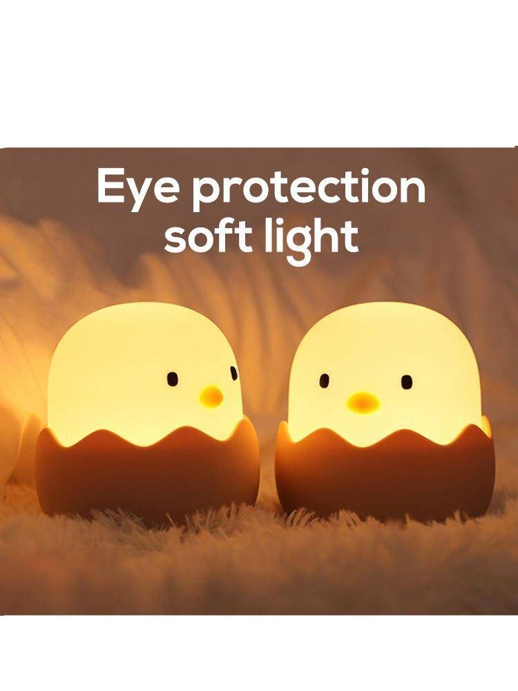 Little Chick Night Light Baby Nursery Night Lights & Lamps Emitting Color : Cold white|Warm yellow Led Children Night Light For Kids Soft Silicone USB Rechargeable Bedroom Decor Gift Animal Chick Touch Night Lamp MOONSHADOW