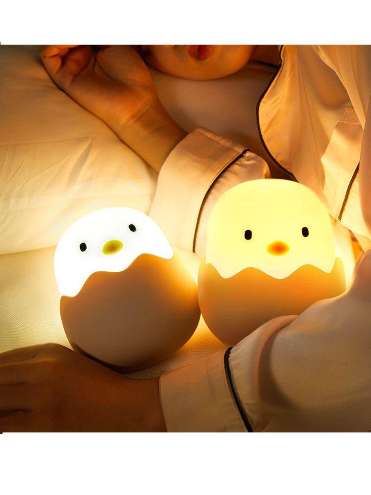 Little Chick Night Light Baby Nursery Night Lights & Lamps Emitting Color : Cold white|Warm yellow Led Children Night Light For Kids Soft Silicone USB Rechargeable Bedroom Decor Gift Animal Chick Touch Night Lamp MOONSHADOW