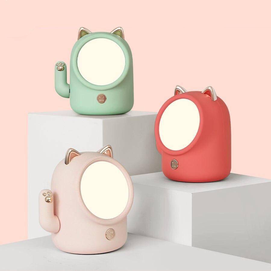 Lucky Cat Night Light Baby Nursery Night Lights & Lamps Emitting Color : Green|Red|Yellow|Pink Lucky Cat Night Light