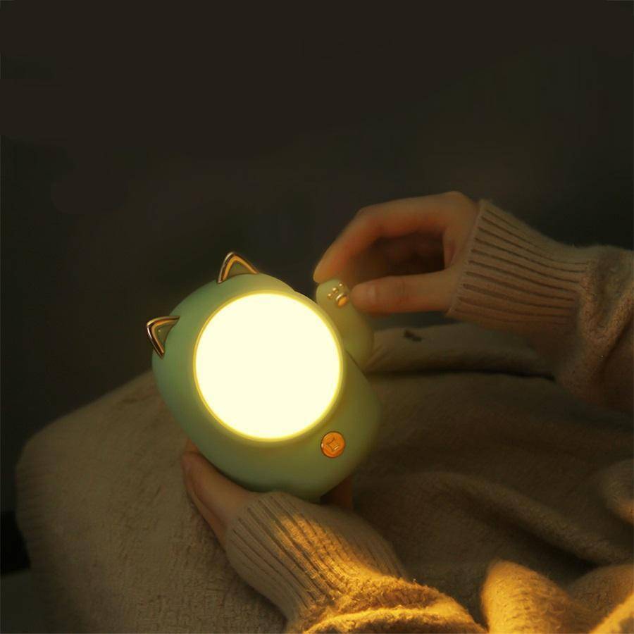 Lucky Cat Night Light Baby Nursery Night Lights & Lamps Emitting Color : Green|Red|Yellow|Pink Lucky Cat Night Light